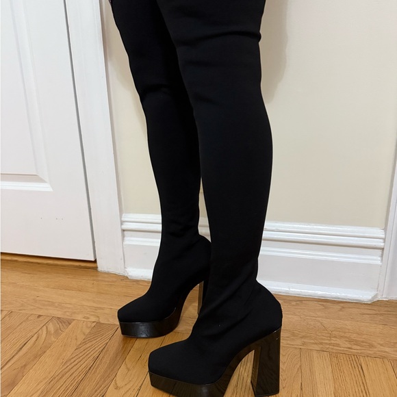 Jimmy Choo black Giome 140mm over-the-knee platform boots. Sz 39 - Picture 12 of 12
